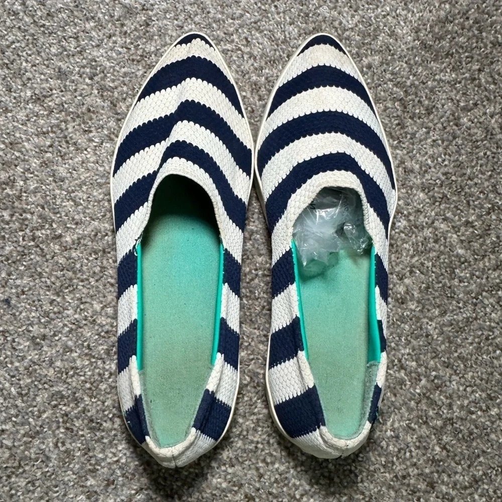 XF Striped Women’s Navy Nautical Slip-On Pointed Toe Shoes- Size 9